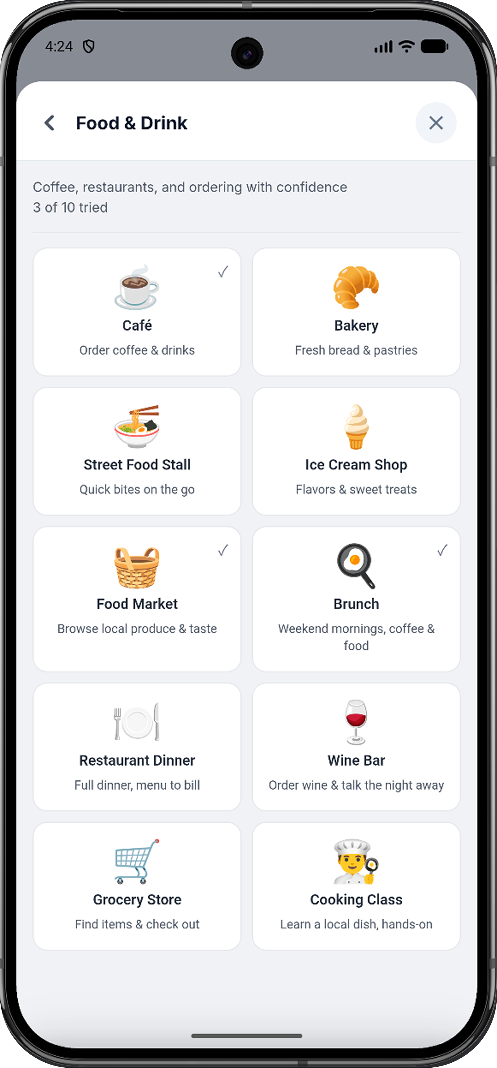 Category scenario list